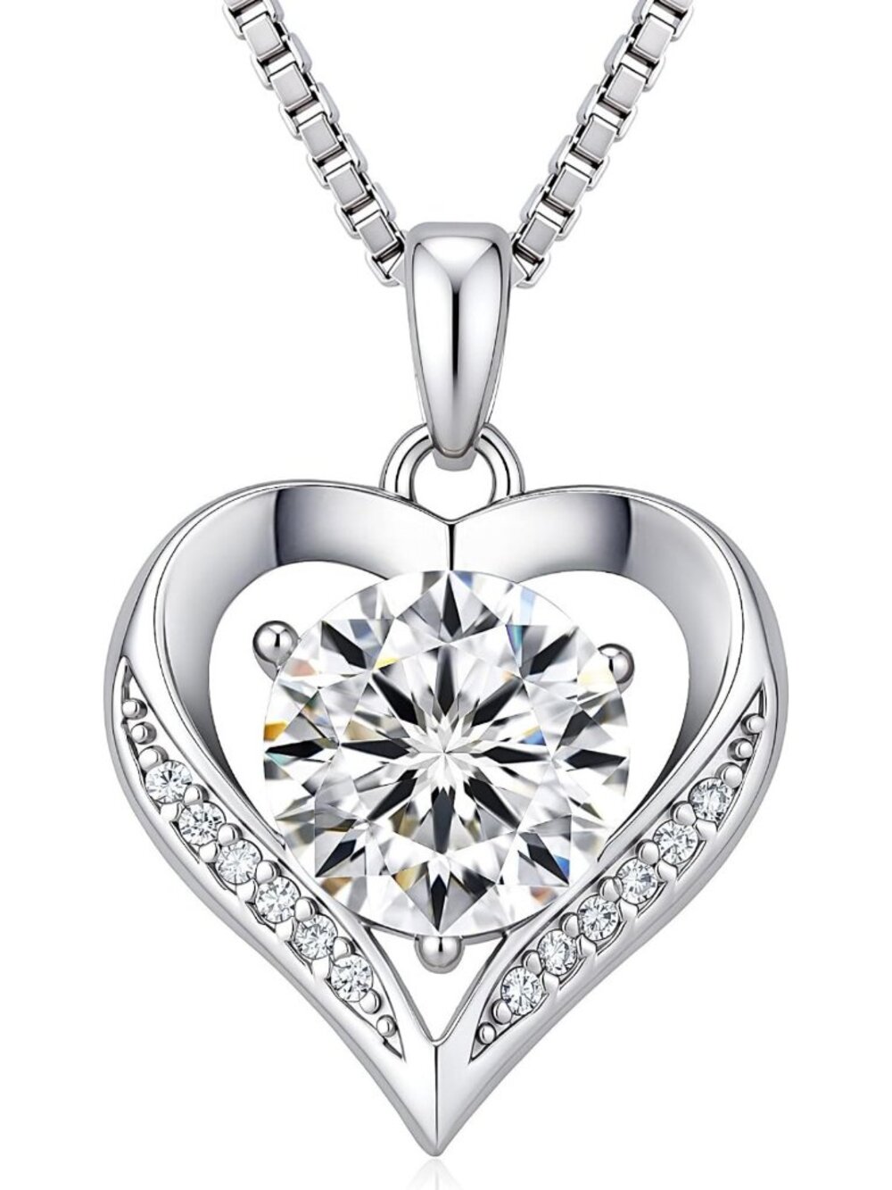 Stunning Moissanite Heart Pendant Necklace, 1-3 Carat, S925 Silver Jewelry